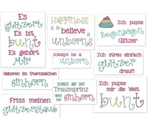 Stickserie - Glitzerpupser Sprüche Set